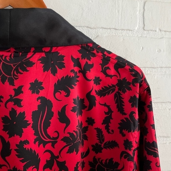 Vintage Y2K Robe Satiny Paisley Red Black Dark Romantic Fairy S Oversized - Picture 10 of 15